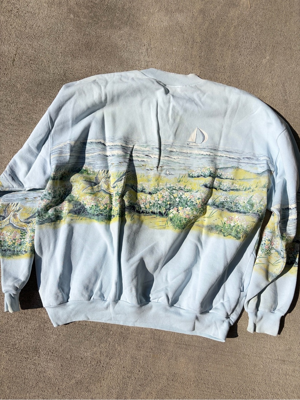 Vintage 90s art unlimited beach seagull marsh coastal crewneck sweatshirt fleece - Picture 2 of 7